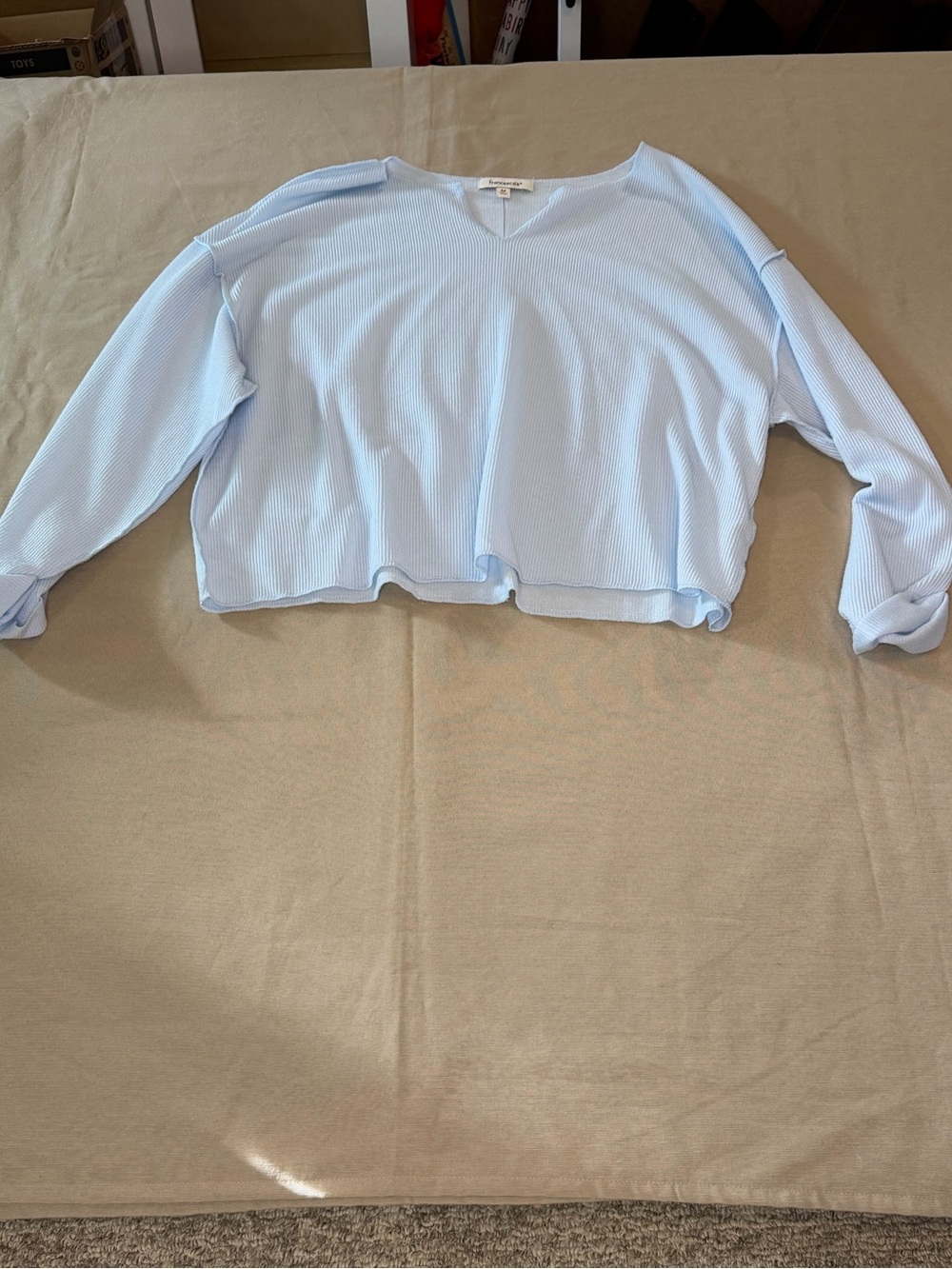 Francesca's Pale Blue Ribbed Knit Top Super Soft